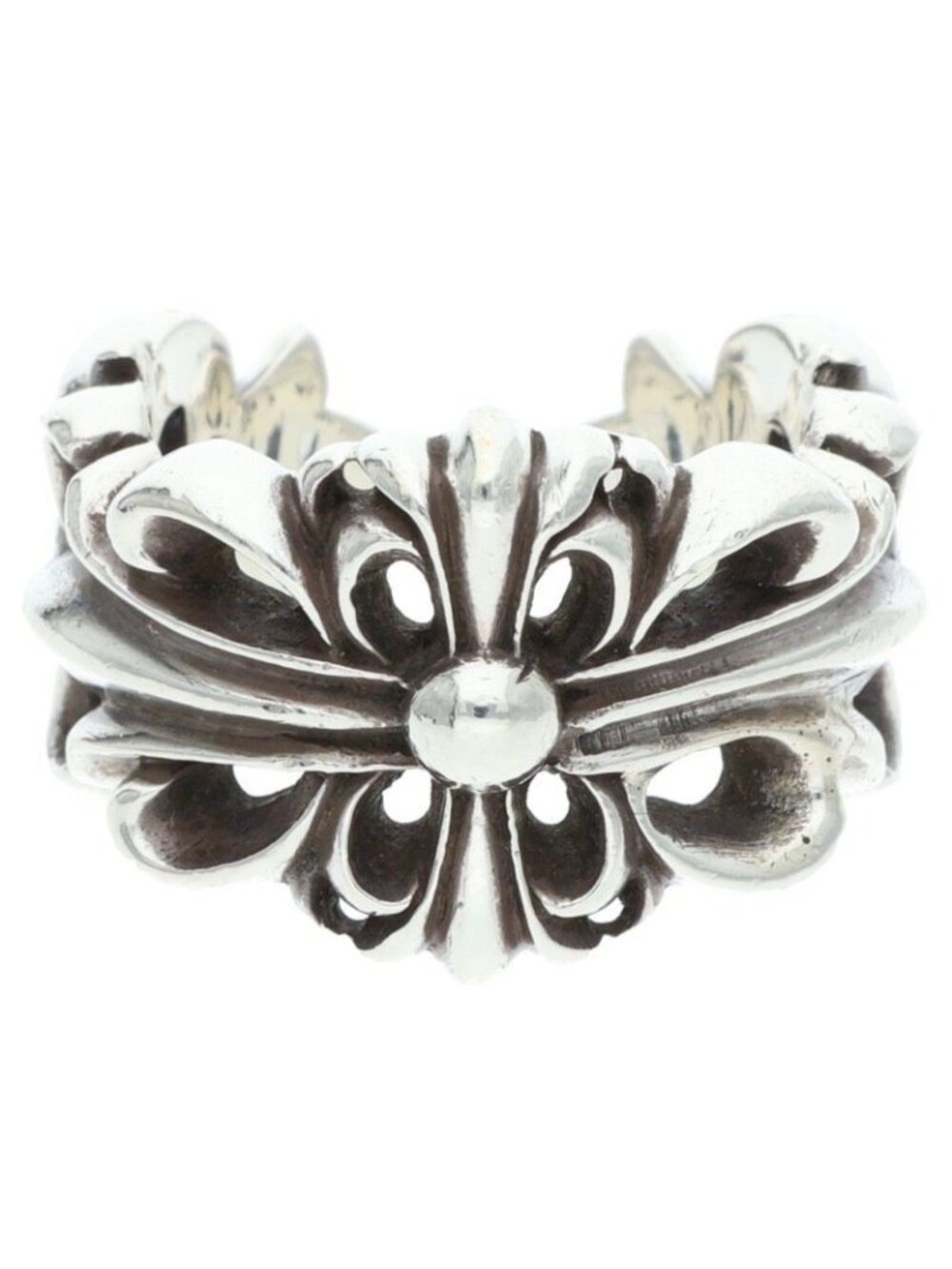 Chrome Hearts Dbl Flrl Double Floral Cross Silver Ring